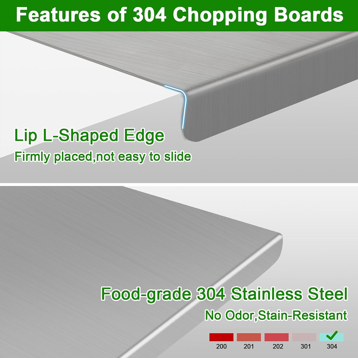 Tablero de acero inoxidable doblado para regalos transfronterizos tablero de corte horneado de grado alimenticio 304 tablero de corte de acero inoxidable