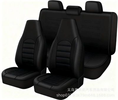 Universal seat cover, High-Back Leather Car Seat - black-2-piece-set-single-seat