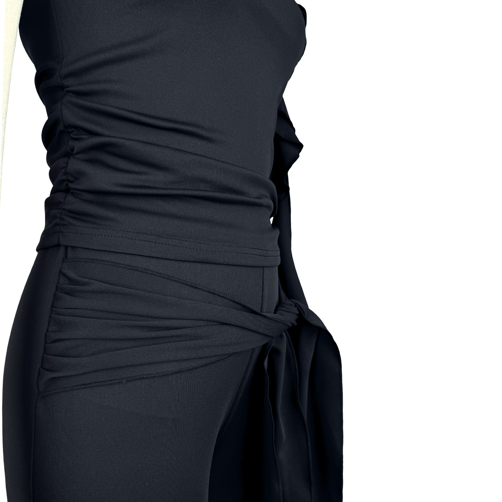 Women's Solid Colour Ruffled Slim Fit Flared Trouser Set Casual_voghion.com