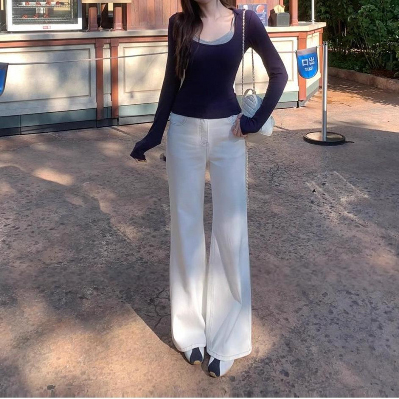 十三行撞色吊带内搭长袖薄款T恤女装2025秋新款设计感显瘦上衣|undefined