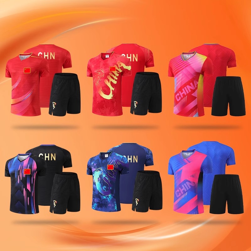 2025 New Style Table Tennis Clothing National Team Competition Clothing Team Clothing Printed Training Clothing Men's and Women's Sports suit Children's Summer