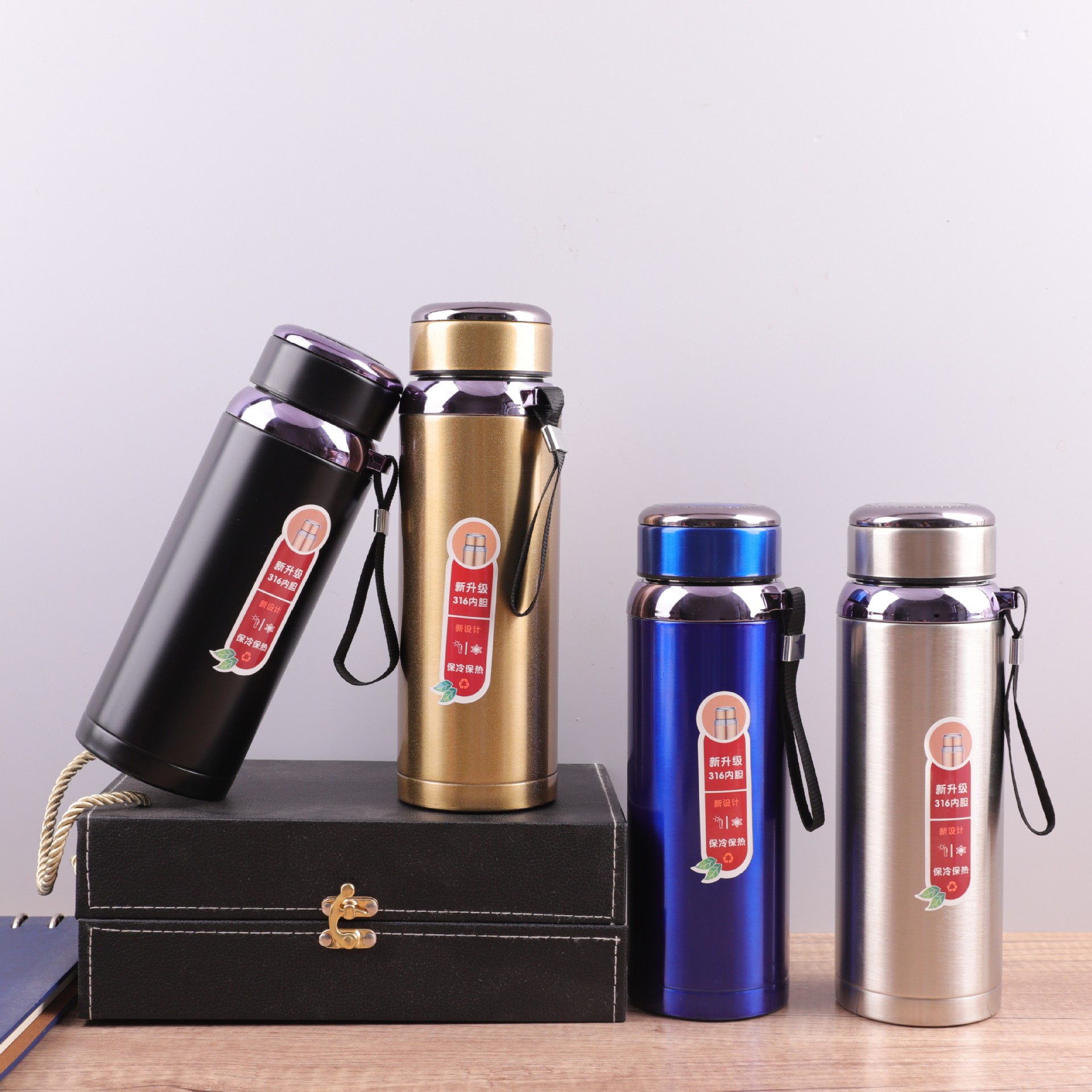 Nuevo 316 de acero inoxidable taza del vacío gradiente Sling olla viaje gran capacidad deportes al aire libre hervidor logotipo por mayor