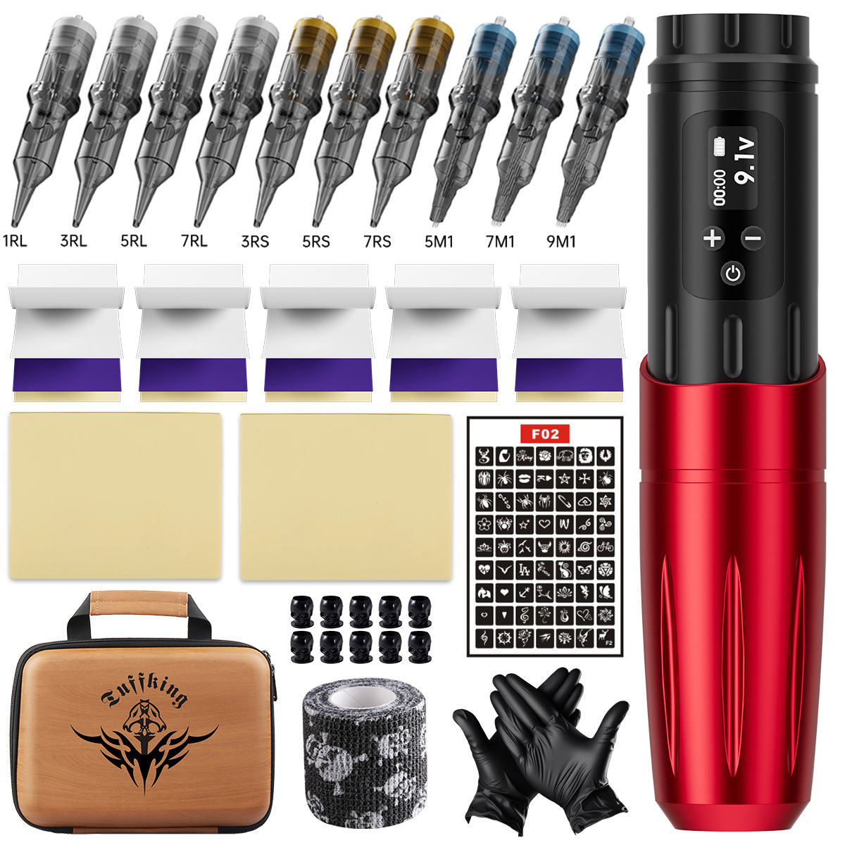 Tuffking Wireless tattoo PEN HD Display 1600 ma tattoo embroidery multifuncional tattoo Machine set