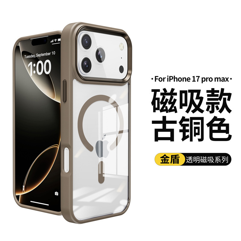 iPhone17pro磁気電話ケースApple 17透明電話ケースメタルボタンApple 16に適したクロスボーダー|undefined