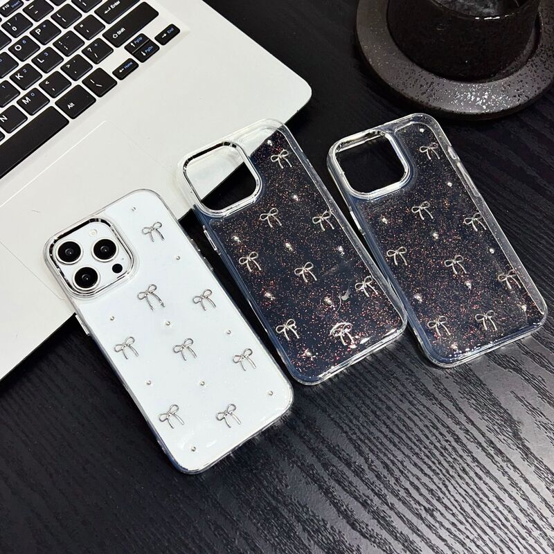 Three-Dimensional Bow Suitable for iPhone 15 Eye-Catching Phone Case Lens Apple 17 Silicone Protective Cover 13/14 Soft