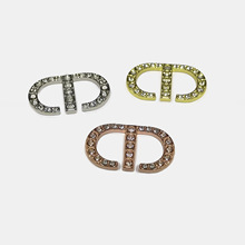 CD字母高档五金镶钻箱包袜子帽子发箍发夹抓夹手机壳配件30*12MM