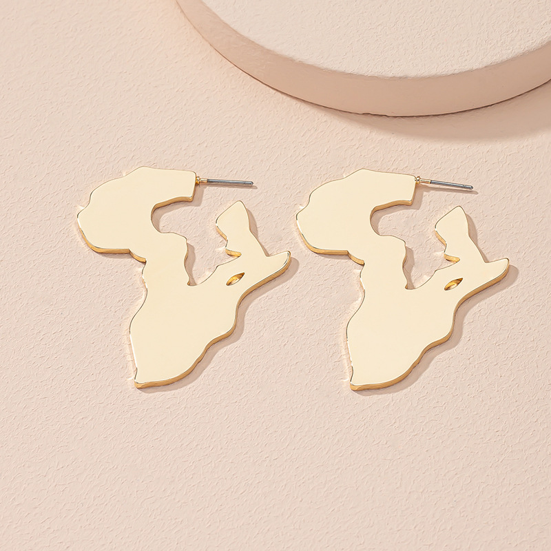 Ethnic style hollow African map earrings
