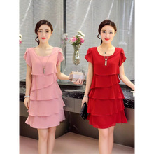 跨境直供亚马逊速卖通wish女装夏季新款短袖V领时尚裙款式中长裙