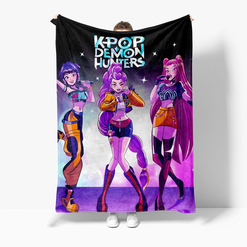 3D新品电影 K-POP 猎魔女团 毛毯午睡毯法兰绒印花保暖|undefined