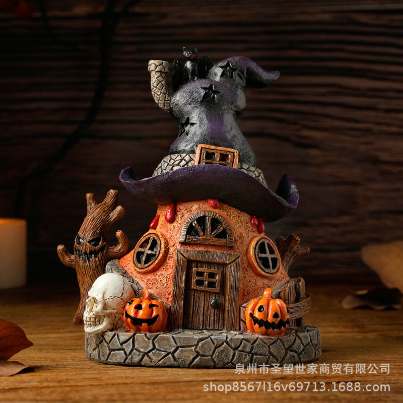 跨境新品万圣节树脂魔法屋房子摆件鬼节产品欧式家居布置装饰工艺|undefined