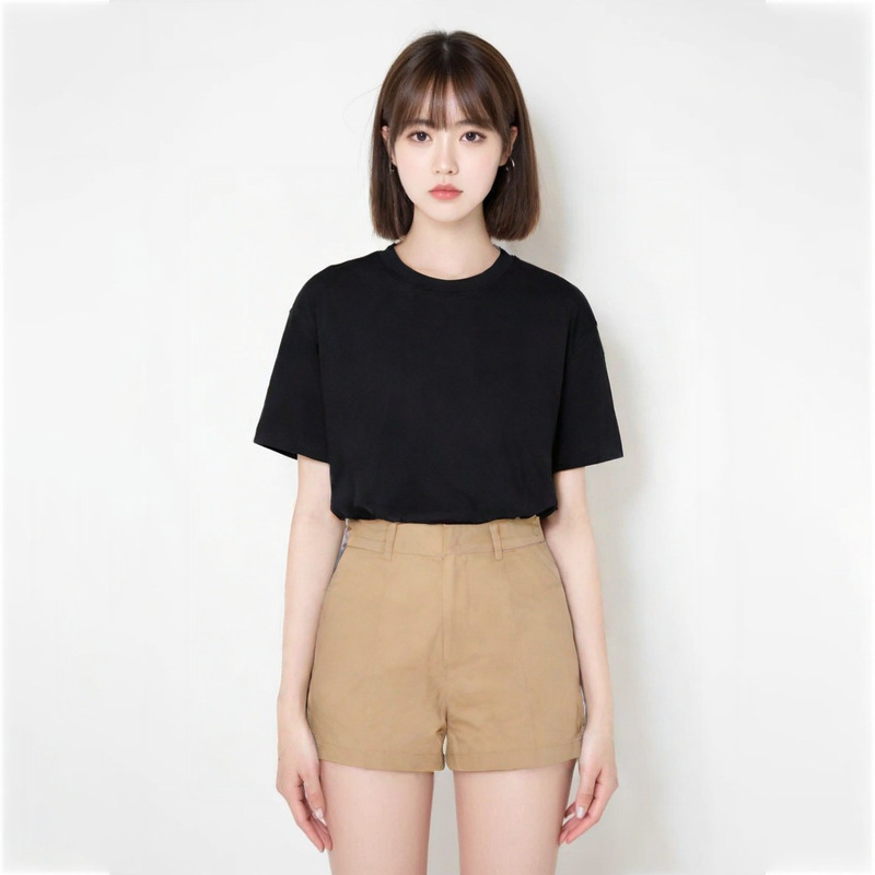 Cotton T-Shirt Round Neck Short-Sleeved Women's Bottoming 220g Pure Color Slim Loose Basic Top Fashionable Inner Wear