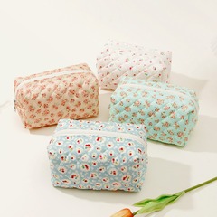比鄰棉布絎縫化妝包櫻桃碎花收納包可愛風學生日韓ins跨境箱包廠