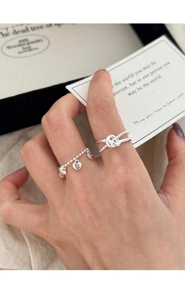 Adjustable Ring Size 925 Sterling Silver Heart Shape Rings
