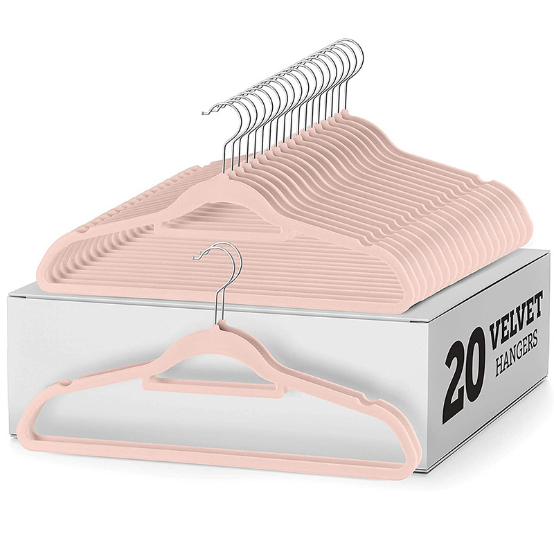 Flocado antideslizante percha de ropa de plástico percha de ropa sin costuras de terciopelo 45CM Almacenamiento y acabado tienda de ropa percha fábrica al por mayor