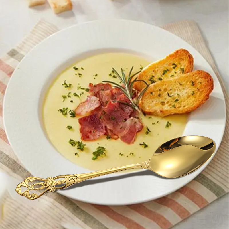 Amazon corte imperial cubiertos de acero inoxidable cuchillo y tenedor cucharas 20 / 24 / 30 piezas conjunto retro relieve cuchillo y tenedor de filete occidental