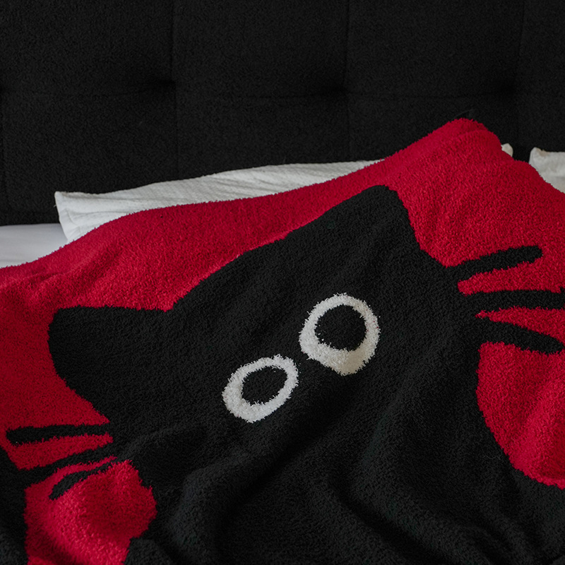 かわいい猫ハーフベルベットソファブランケット秋と冬の昼寝オフィスショールカバーブランケットエアコンシングルブランケットドロップシッピング|undefined