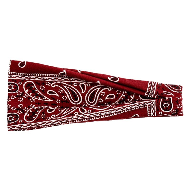 European and American sports hair band women's yoga print elastic hair band Amazon bohemian wide-brimmed turban hair accessories