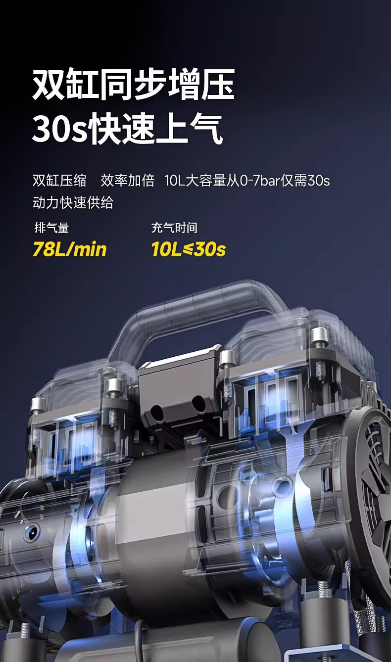 Dongcheng Q1E-Ff-1200 Silent Air Pump, Oil-Free, Brushless, Small and Large Industrial-Grade Dongcheng Air Compressor