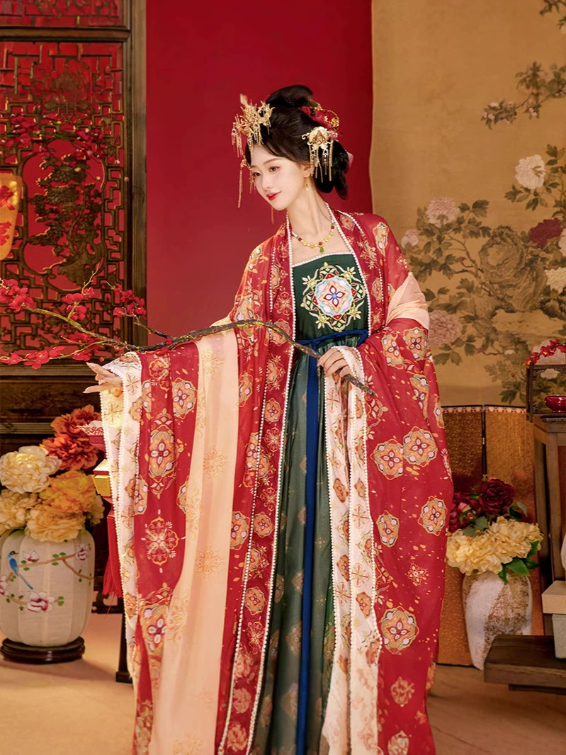 Танская ханьская одежда для взрослых женщин [Принцесса Тан] Платье с большими рукавами