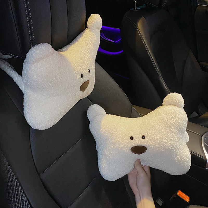 車のヘッドレスト、首枕、女の子用のかわいい車用クッション、インテリア用品、カーシート、腰サポートセット|undefined