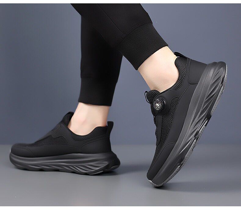 Giày thể thao nam sneaker đế dày thoáng khí mặt lưới mũi tròn — Màu trắng, màu đen chi tiết 24