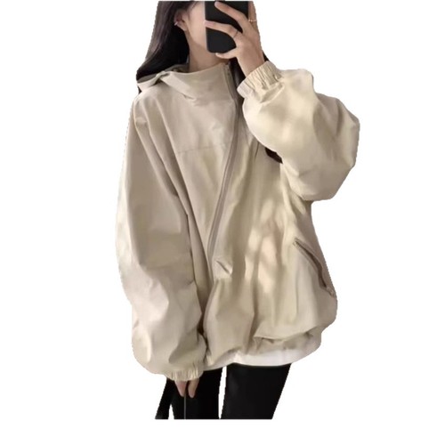 Women's Fashion Windbreaker Coat Korean Version 2025 New Thin Waterproof Jacket Coat Loose Hooded Workwear