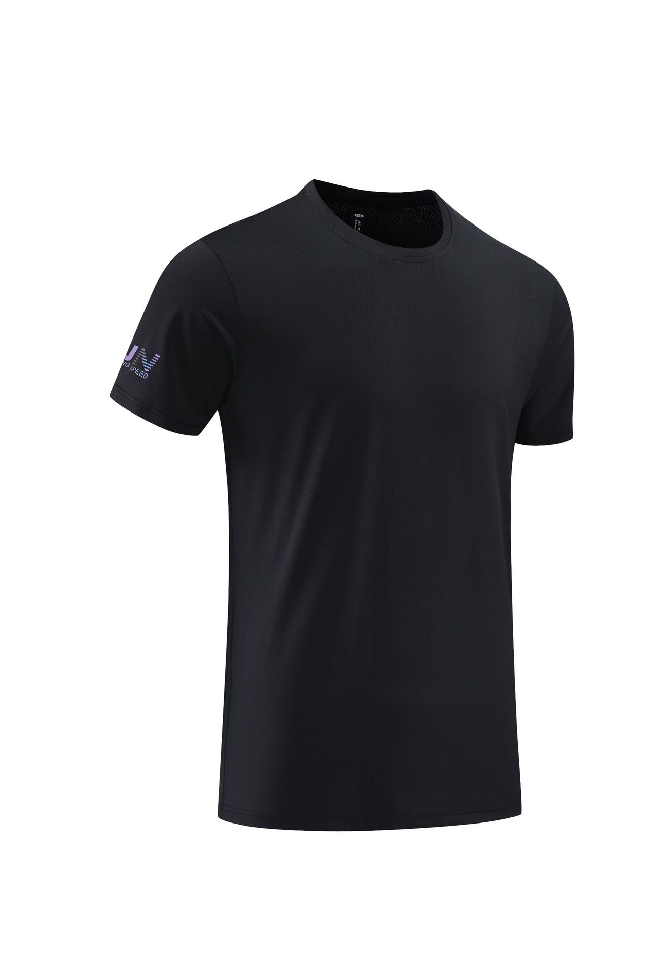 Nylon deportes casual de manga corta impresa de los hombres y las mujeres de cuello redondo de hielo de secado rápido camiseta de color sólido europeo y americano superior