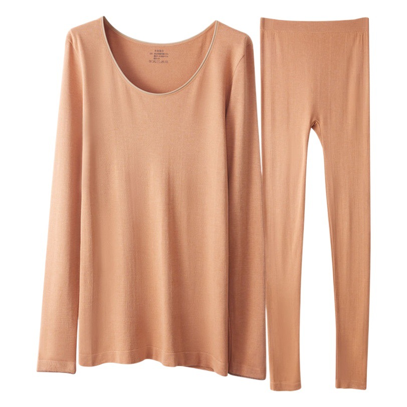Ropa de otoño pantalones largos traje de ropa interior térmica de las mujeres calefacción del cuerpo de las mujeres sin costura bottoming Top wear fibra acrílica cálido invierno