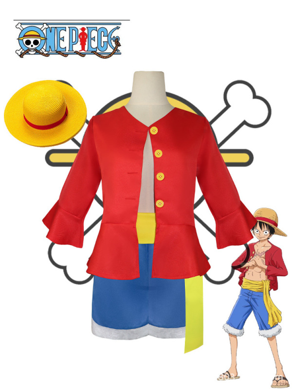 ワンピース路飛cos服子供服舞台演出服航海王服麦わら帽子セットコスプレ衣装|undefined