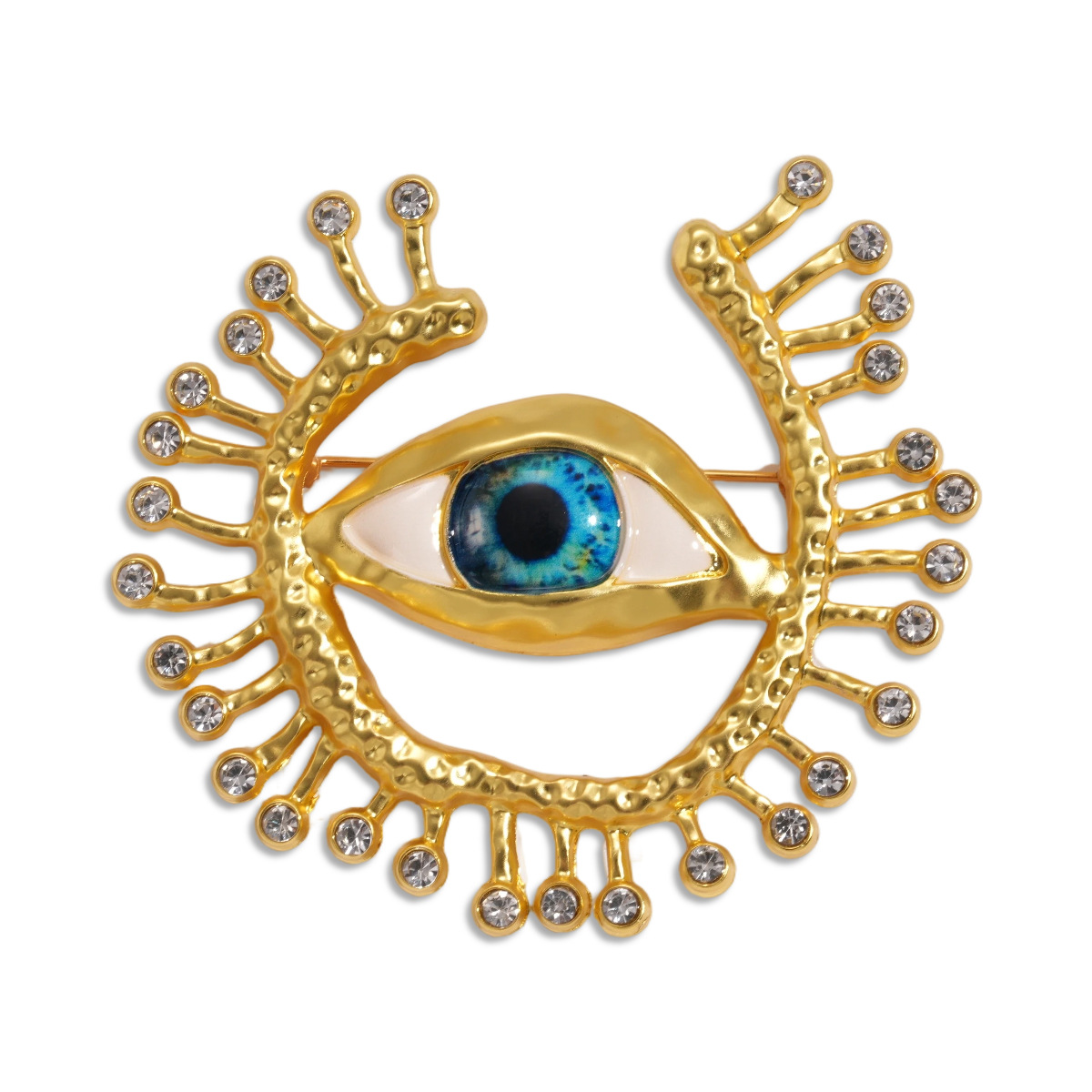 Europa y los Estados Unidos transfronterizos diamantes redondos goteo de resina de aceite broche de ojos diabólicos ojos de aguja de género de alta sensación pecho mujer