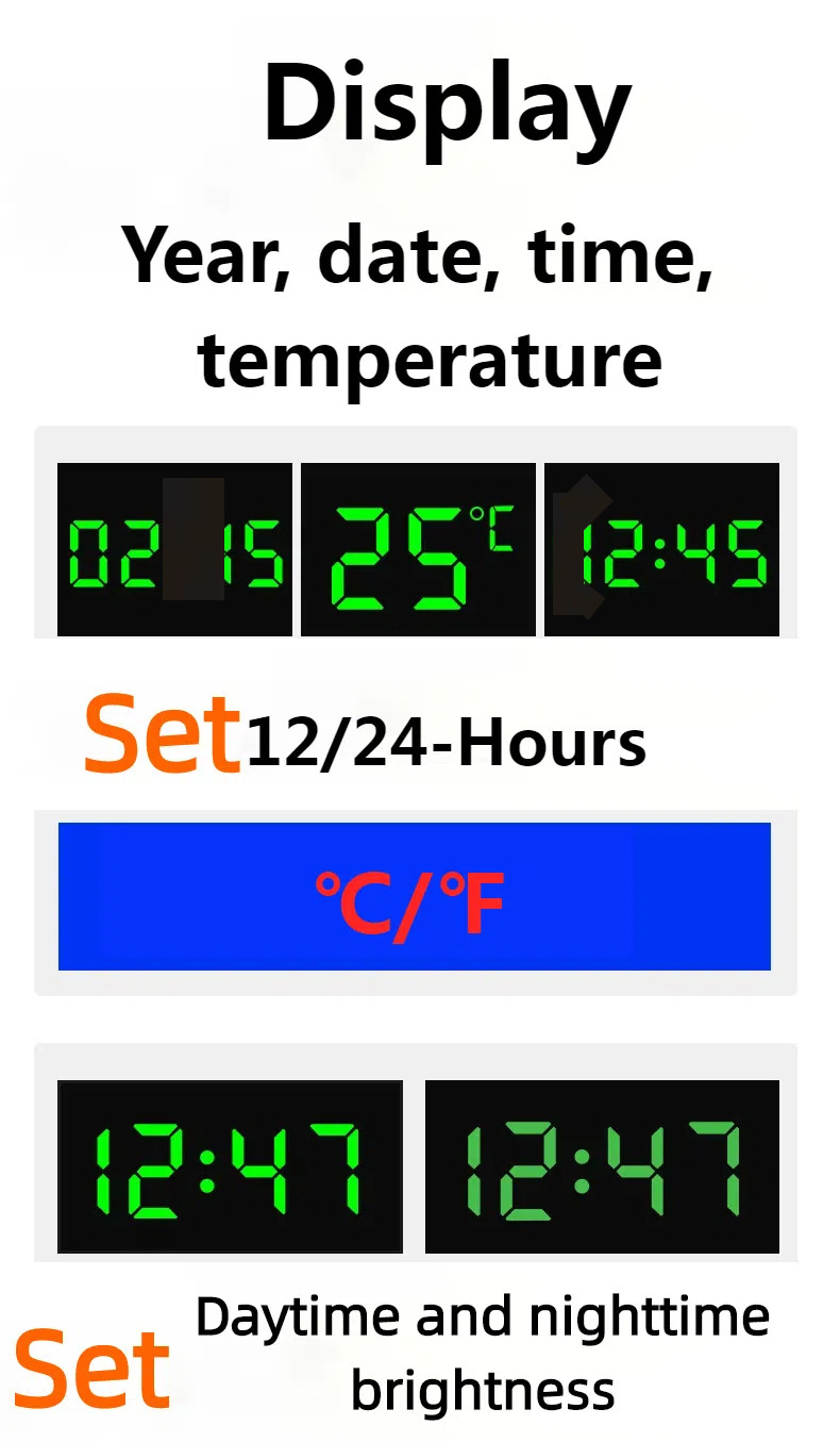 Car Electronic Clock, Car Clock Thermometer, Digital Display, Luminous Multifunctional Car Electronic Watch