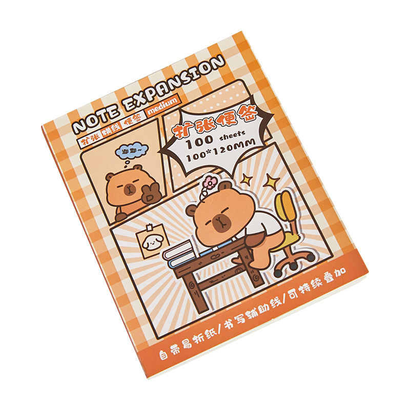 Kapibara expansión 100 hojas de pegamento de post-it, estudiantes de pegamento de error expansión papel multifuncional