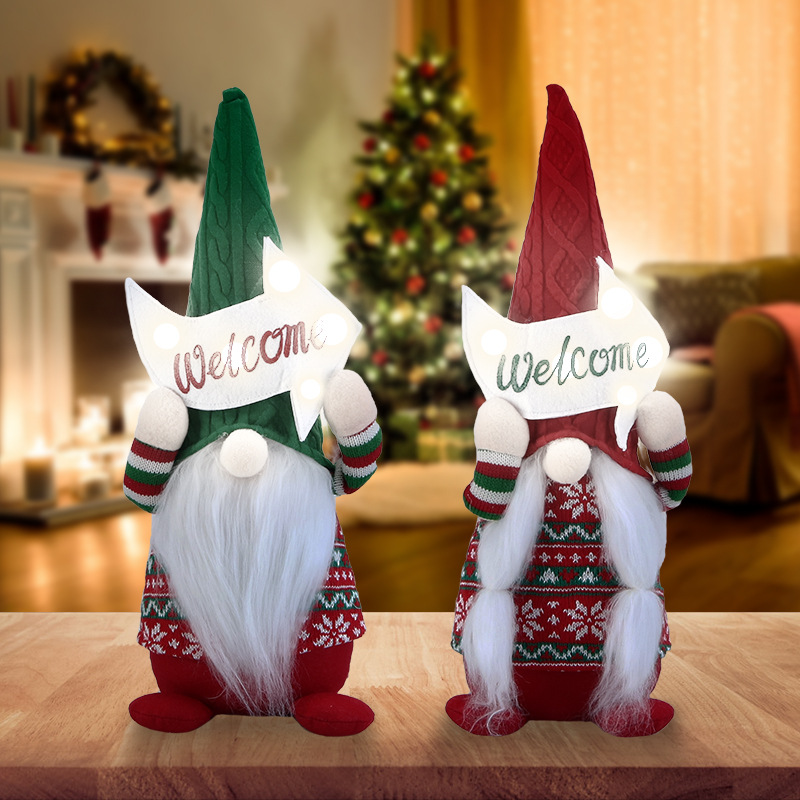 Chuangta Luminous Gift Desktop Ornaments Dwarf Faceless Doll Window Ornaments Christmas Decorations