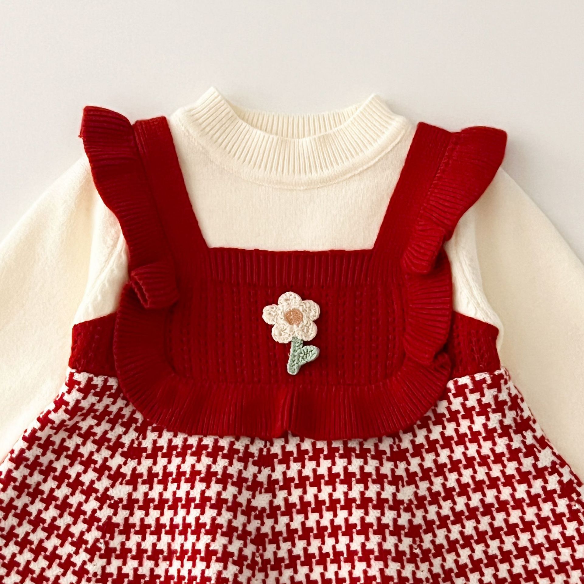 JINYONG 2024 New Cute and Sweet Small Flower Girl's Knitted Dress_voghion.com