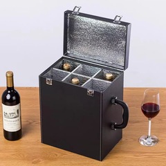 工廠六支裝紅酒皮盒國潮六隻紅酒箱葡萄酒木盒紅酒禮盒批發