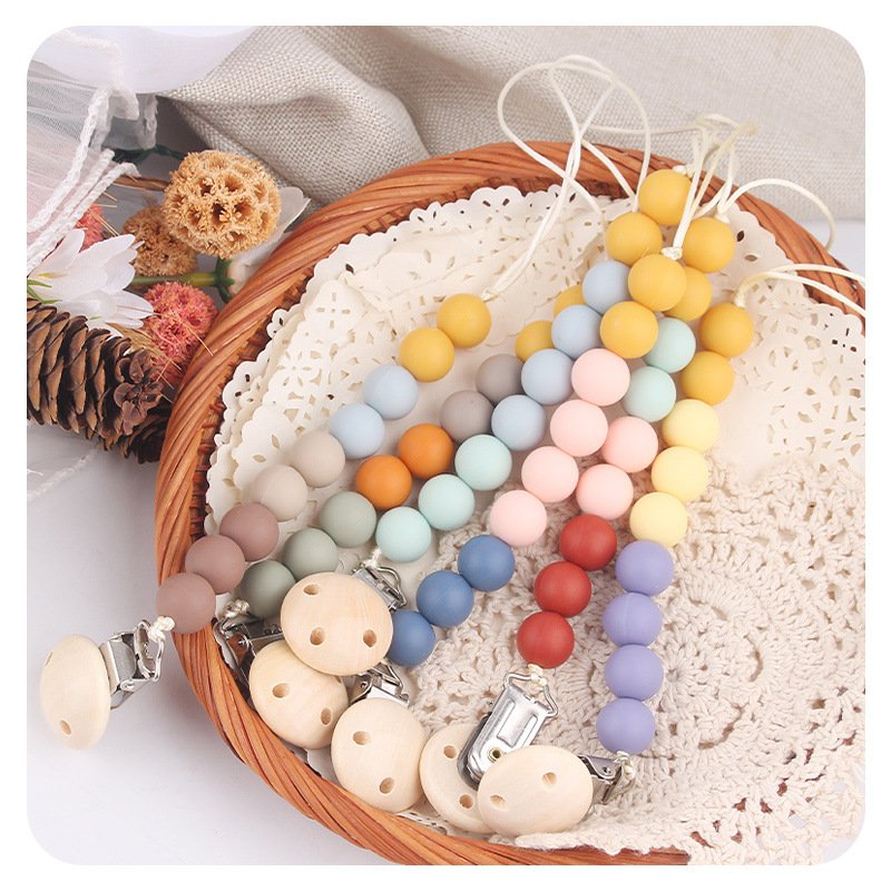 Productos para bebés y niños pequeños grano chupeta clips para calmar bebés mordiendo silicona mordiendo pegamento molar chupeta cadena anti-caída cadena nueva