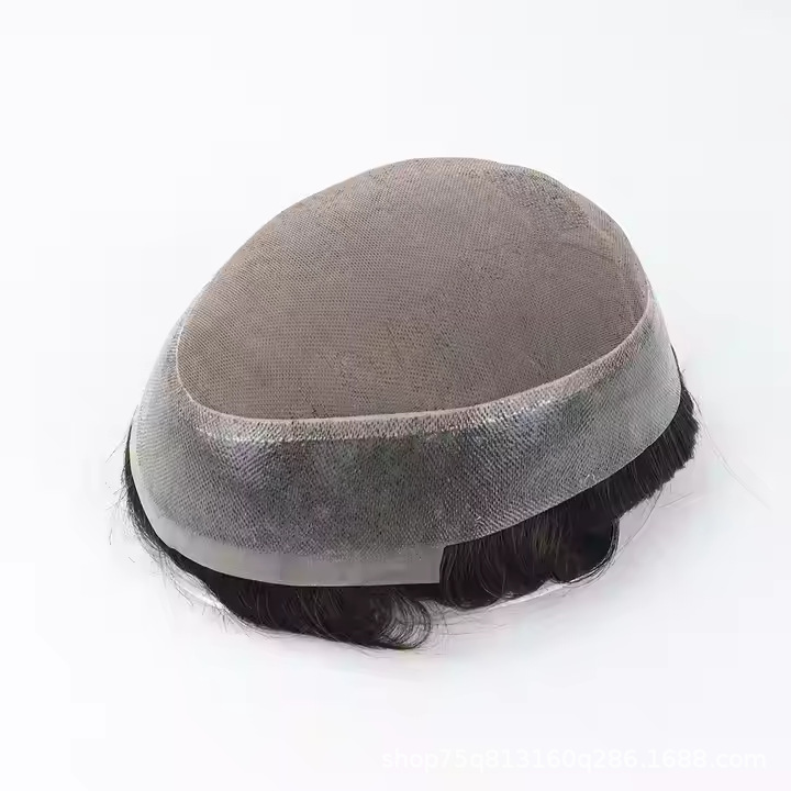 Cross-border Hot Selling in stock Men's Replenishment Block Breathable Natural Swiss Lace PU Human Hair AUS Men's Hair Block