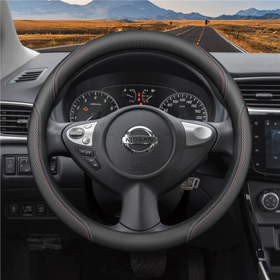 Generation Sylphy, Classic Teana, Qashqai, X-Trail, Steering wheel cover - round-special-two-tone-thread-all-season-style-standard