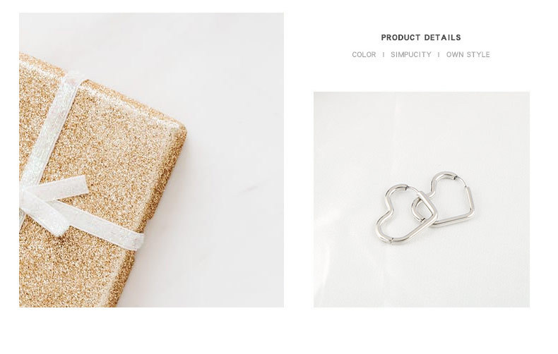 Fashion Heart Shape Titanium Steel Plating Earrings 1 Piece