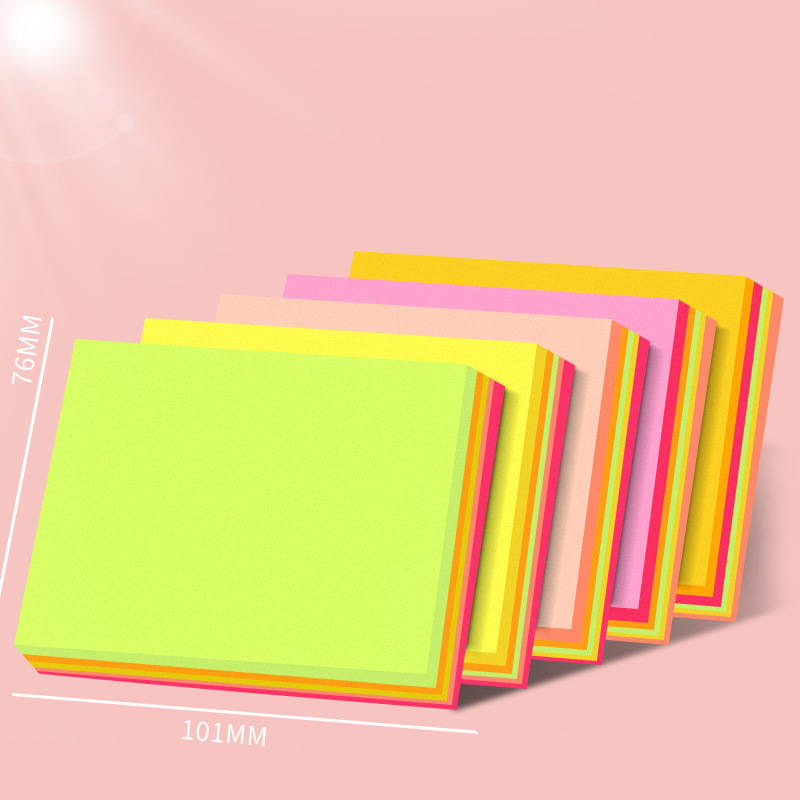 N veces pastillas de color simple papel de notas de estudiantes desgarrable fluorescente multicolor papel de notas conjunto de notas al por mayor