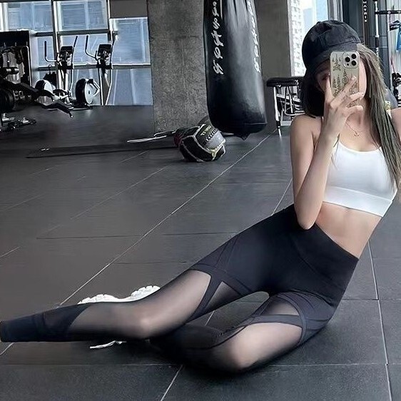 New Sexy Yoga Pants for Women, Mesh High-Waisted Butt-Lifting Running Sports Pants, Quick-Drying Tummy Control Elastic Training Fitness Pants