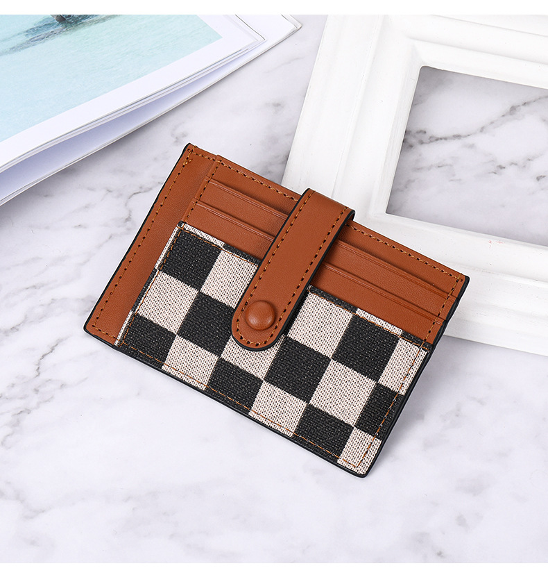 Women'S Gender Fashion Style Women's Houndstooth Plaid Pu Leather Buckle Wallets