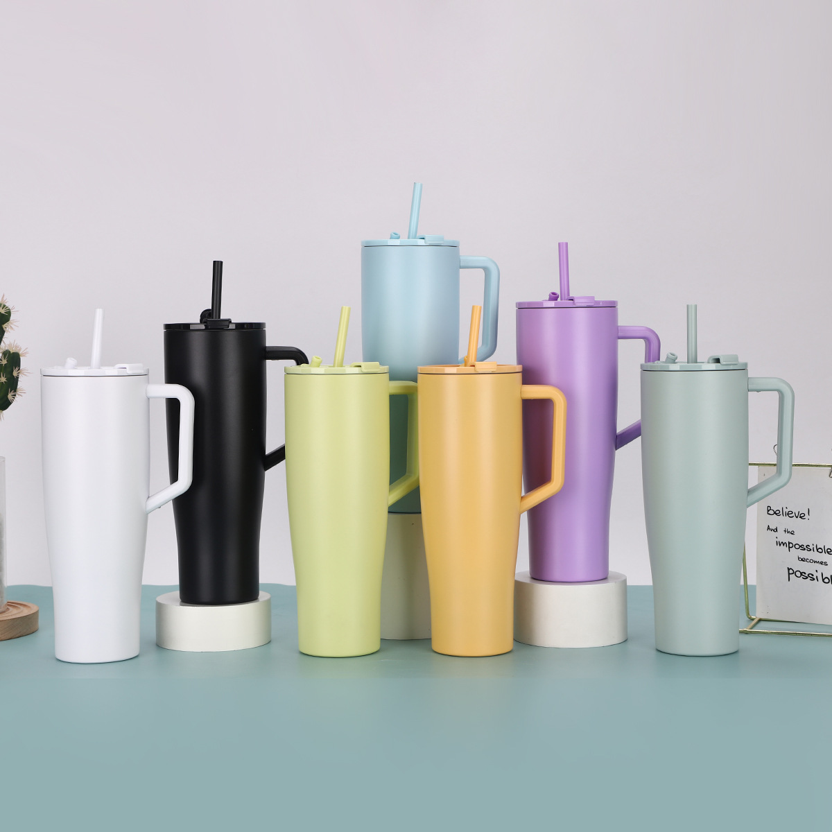 创意40oz腰型手柄汽车杯304不锈钢双层保温杯车载便携保冷冰霸杯