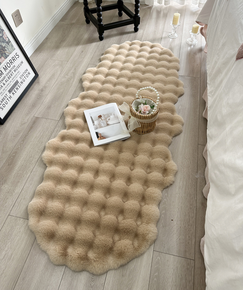 Imitation Rabbit Fur Bedroom Bedside Carpet Girl's Bedside Bubble Plush Floor Mat Bay Window Mat Living Room Coffee Table Sofa Cushion