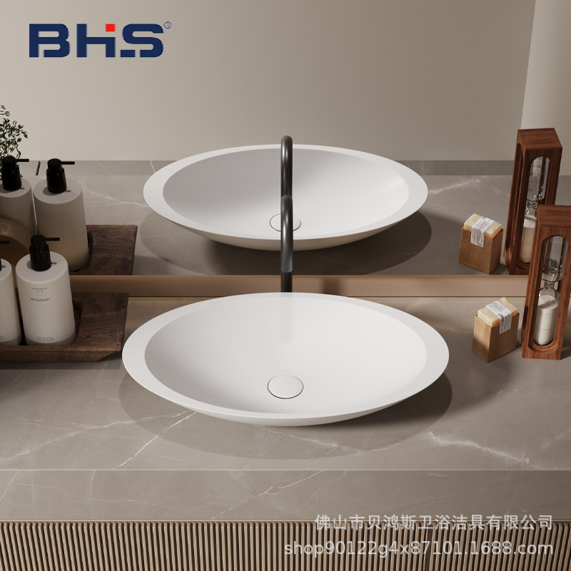 Artificial Stone Integrated Wash Basin Bathroom Toilet Household Countertop Basin Wash Basin Accessible Luxury Outdoor Balcony Cream Style
