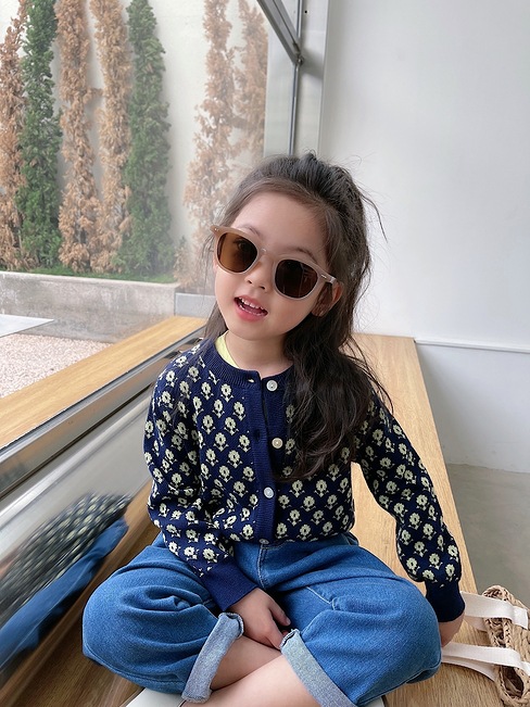 FK001 블루 플로럴 가디건