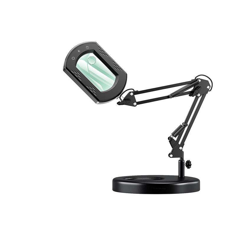 Lámpara de Mesa LED Plegable con Lupa USB de Plástico, Control Táctil y Protección Ocular, para Manicura y Lectura