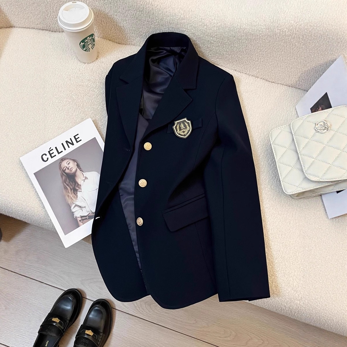 Blazer Women's 2025 New Spring Flower Qianzhu Jk Uniform Suit Genuine Original Preppy Style Small Suit