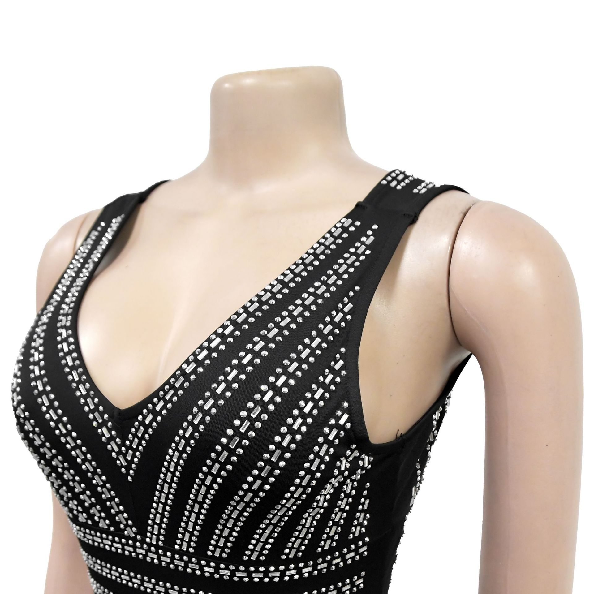 Women Wear Sleeveless Rhinestone Dress Maxi Dress