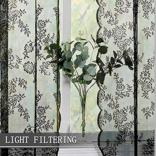 French lace sheer curtains with half-light floral edge rod curtains complete TEMU dropshipping